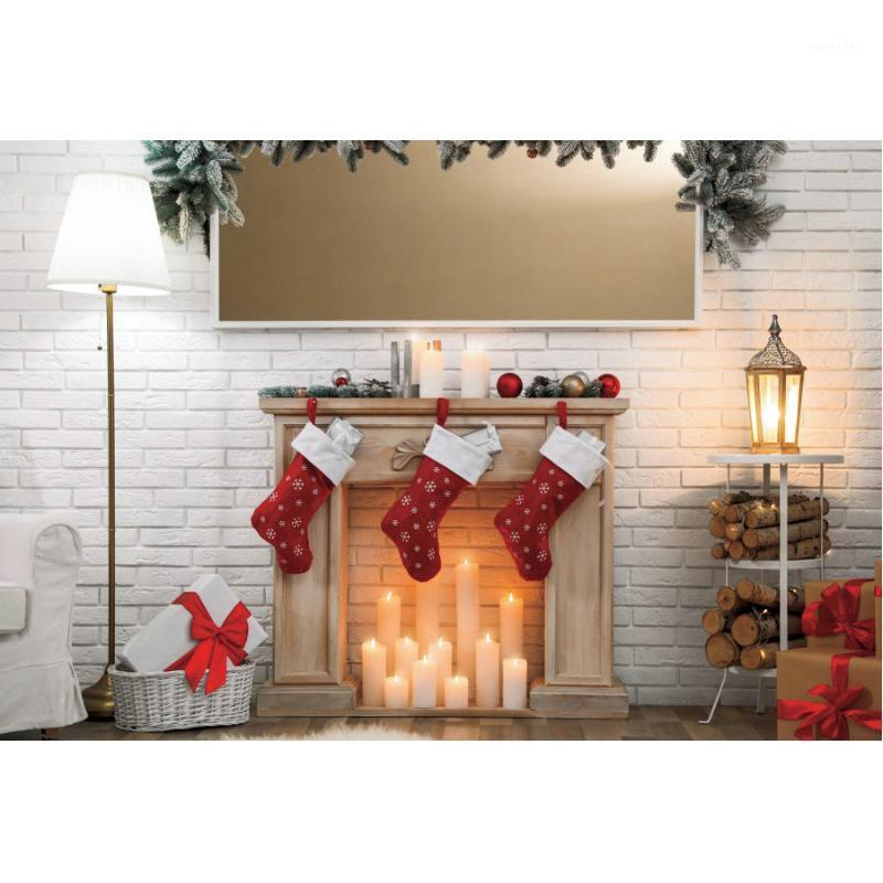 

Party Decoration Merry Christmas Backdrop Fireplace Candle Socks Pography Background Family Year Xmas Decor Po Booth Studio Prop