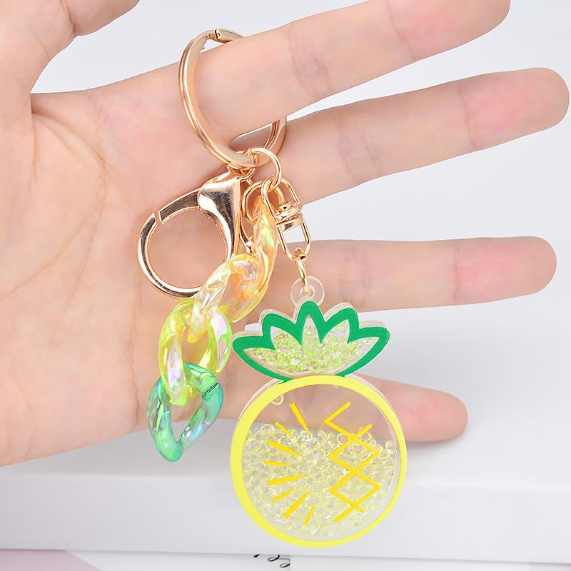 

Keychains Summer Girl Key Chain Watermelon Pineapple Strawberry Rings Charm Holder Women's Bag Keychain For Car Keys