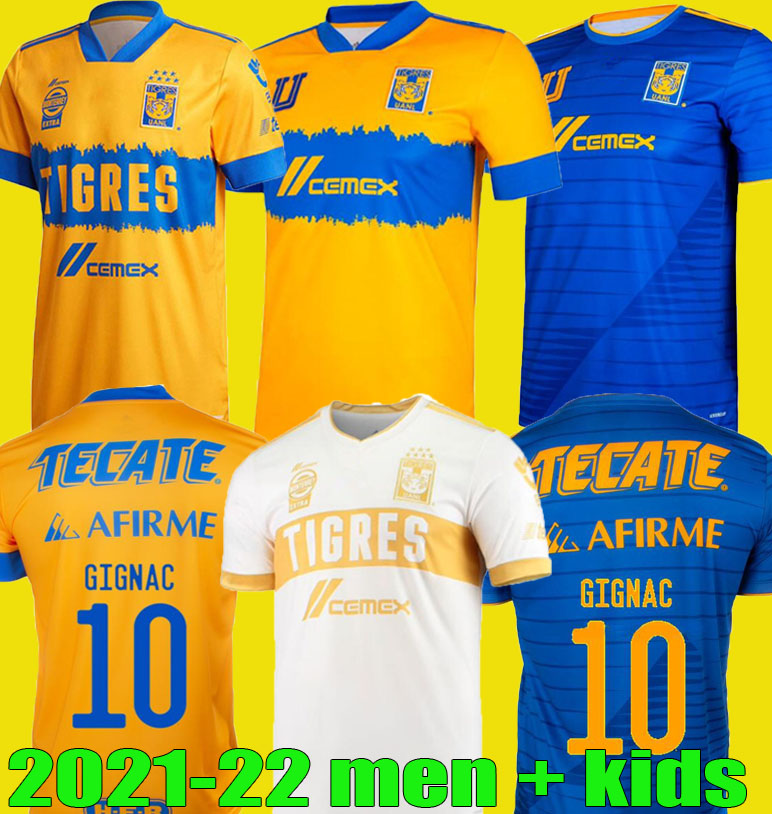 

2021 2022 Mundial de Clubes UANL Tigres GIGNAC Soccer Jerseys men kids kits 20 21 VARGAS Home away Tercer Pizarro Mexico Football Shirts, Tercer men jersey