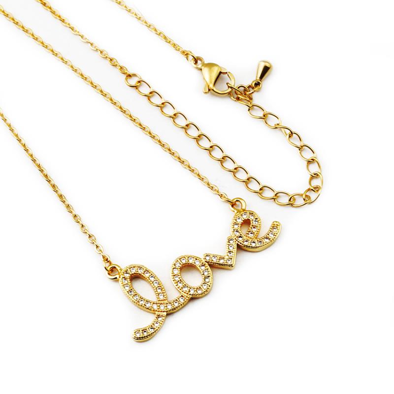 Pendant Necklaces Romantic Love Statement Necklace For Women Gold Color Ketting Crystal Luxury Jewelry Bridesmaid Gifts-image-709026904