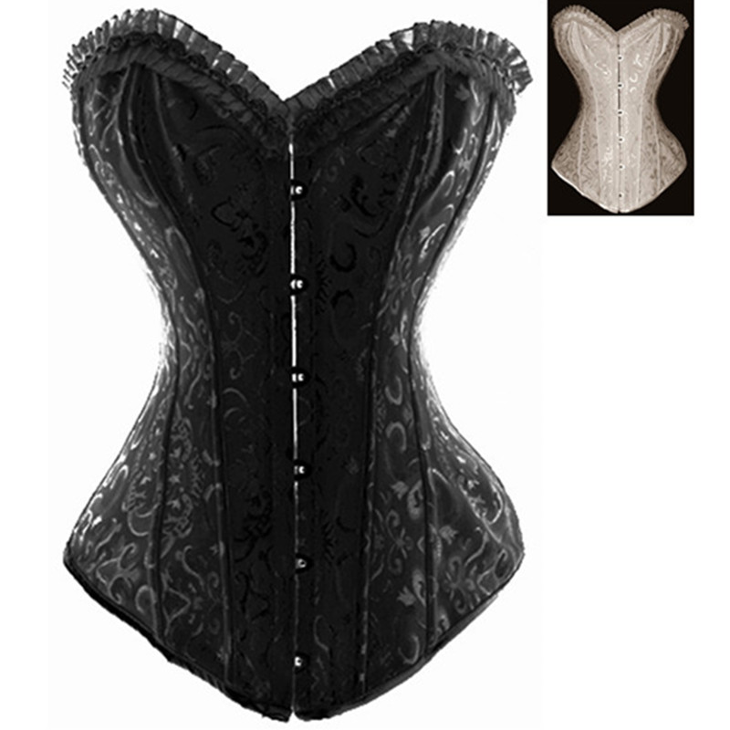 

Woman Bustiers Steel boned corset Sexy Waist trainer black white corsets women hot shapers body intimates corsets and bustiers bustier top, As shown