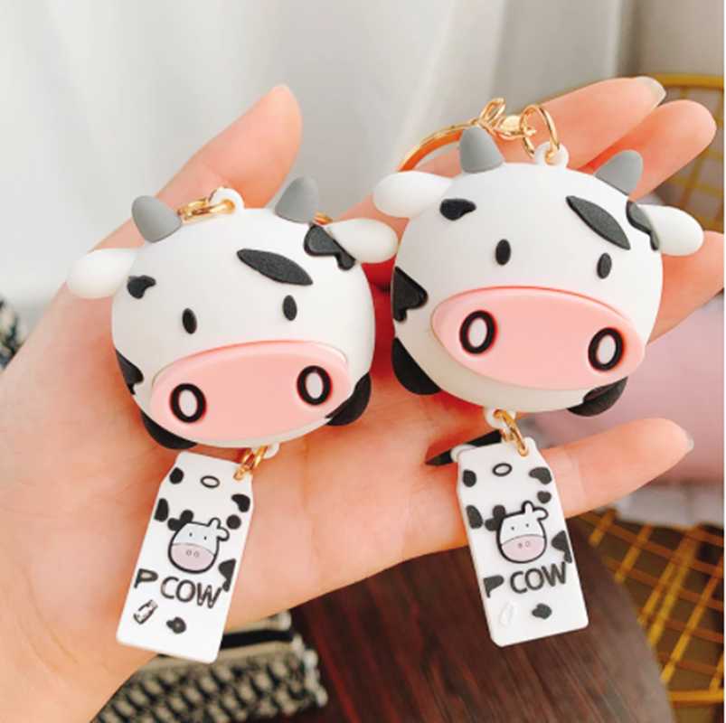 

Keychains Car Keys Lovely Epoxy Key Ring Ox Head Mascot Pendant For