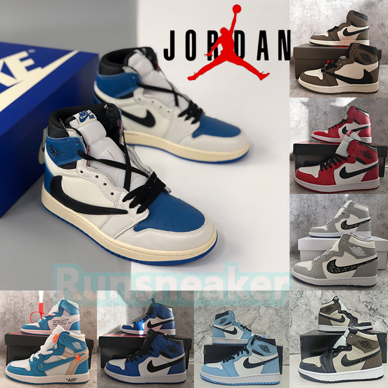 

Nike Air Jordan 1 Basketball Shoes Retro Jordans Fragment Design x Travis Scott Off White University Blue Wolf Grey Dior Jumpman 1s Mens Womens Sneakers Trainers, 27