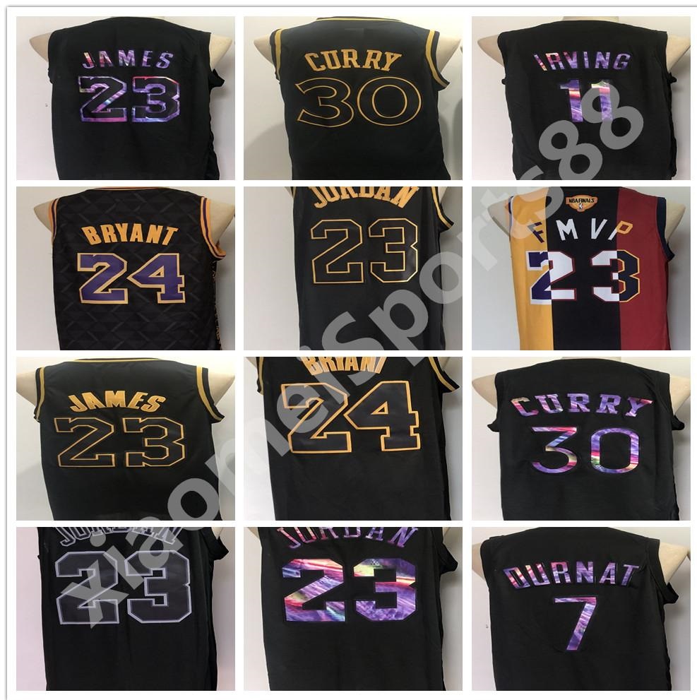 

2021 Basketball Jerseys holographic limited edition LeBron 23 JAMES black iridescent 7 Durant Michael IRVING Curry Men jersey, As shown in illustration
