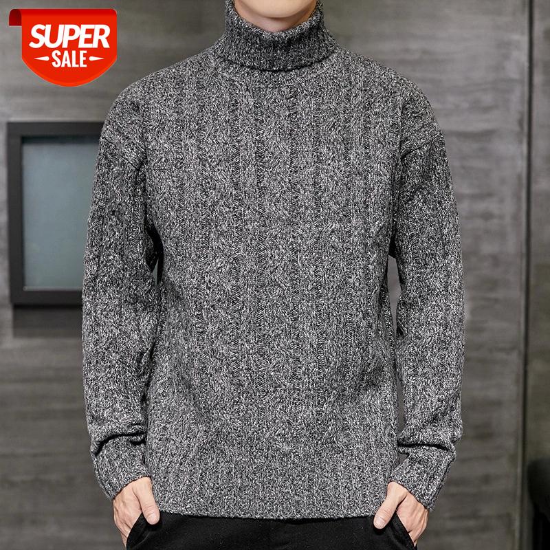 

Mens Sweater Fashion Turtleneck Sweater Autumn Winter Solid Knitted Pullovers Men Causal Winter Clothes Knitted Men #XA79, White;black
