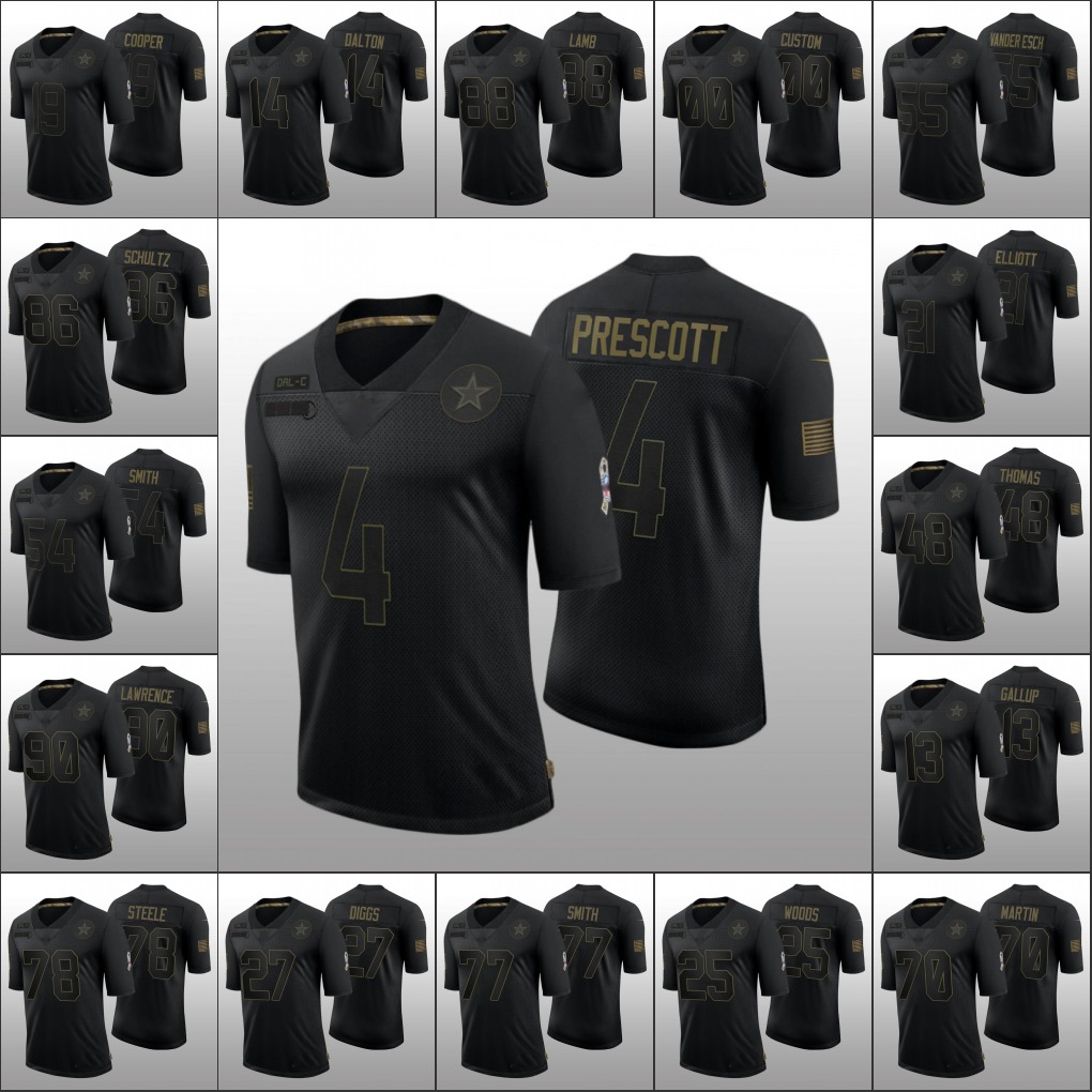 

DallasCowboysMen Women Youth #19 Amari Cooper 88 CeeDee Lamb 4 Dak Prescott 21 Ezekiel Elliott Custom Black Limited Salute to Service Jersey