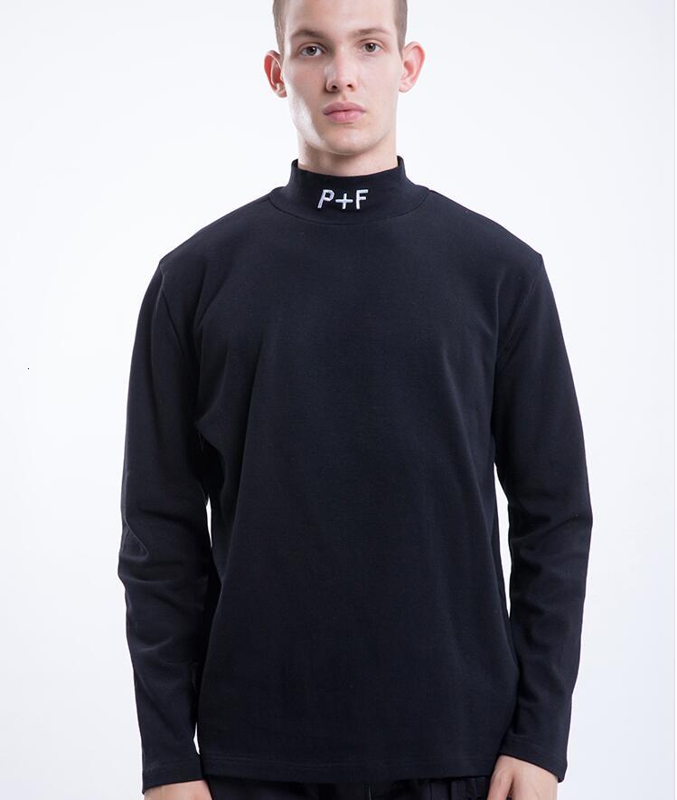 

2021 New F/w Hip Hop Japan Streetwear Places+faces P+f Embroidery Men Women Oversized Long Sleeved T-shirt Fashion Cotton Tees S-xl 1lvz, Black