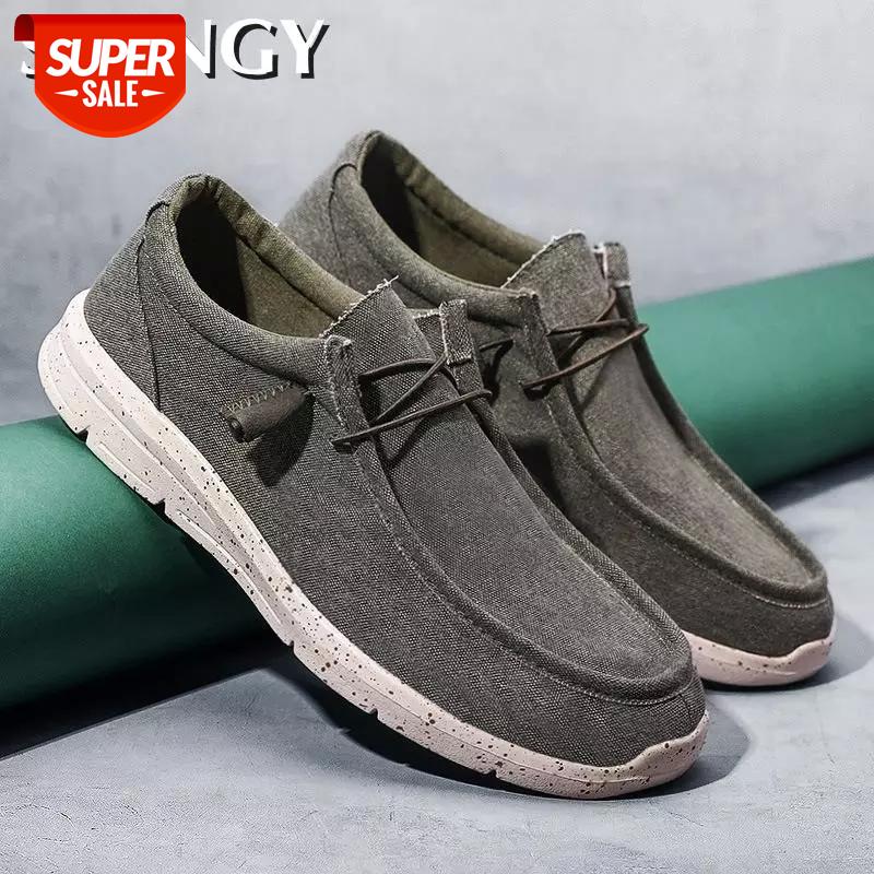 

2020 Men's Shoes Summer Outdoor Beach Fashion Men's Casual Shoes Canvas Flat Sandals Casual Men Non-slip Breathable Lazy #sO5p