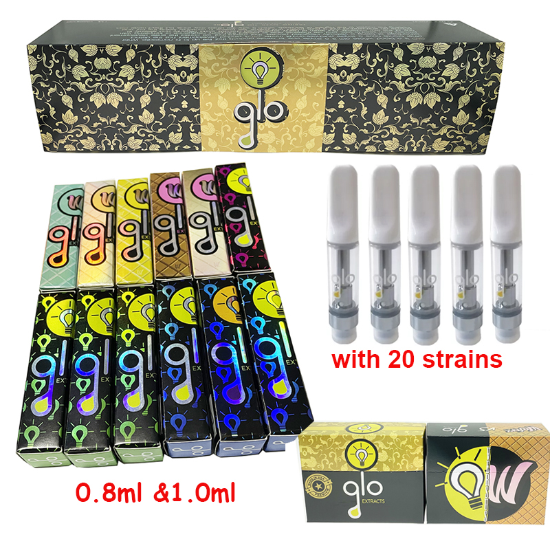 

Glo Waferz Ceramic Vape Cartridge Empty Vapes Pen Atomizer 510 Thread reflective Packaging E Cigarettes Carts 0.8ML 1ML Glass Thick Oil Vaporizer Pens Flat Tips