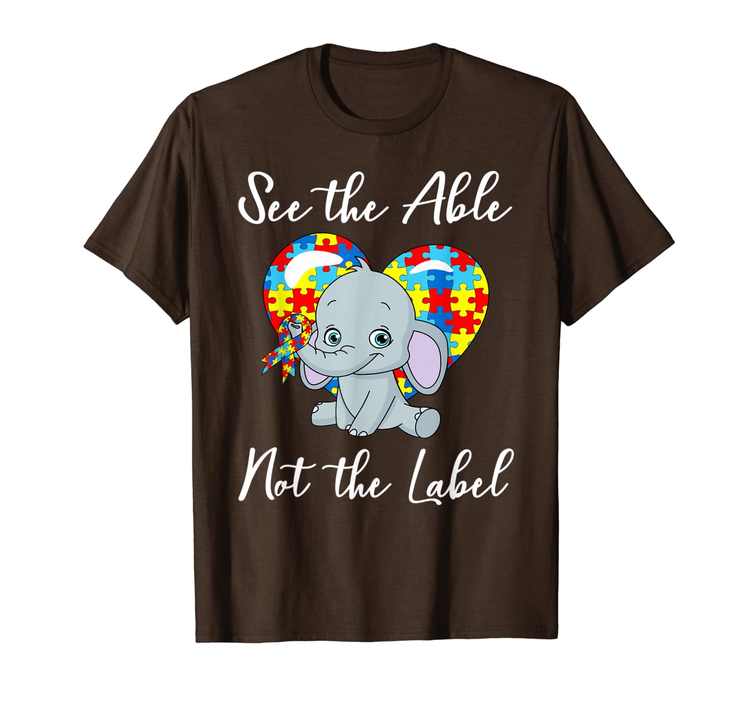 

see the able not the label elephant autism awareness gifts t-shirt, White;black
