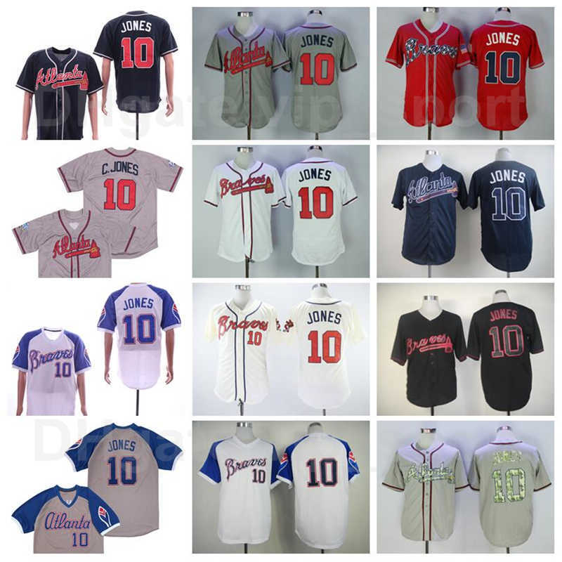 

Men 1974 1995 1999 Retror Baseball Vintage 10 Chipper Jones Jersey Cooperstown Pullover Flexbase Cool Base All Stitched Blue White Grey Red, Navy blue