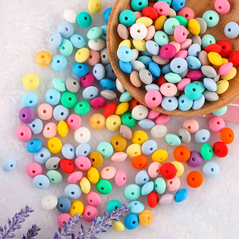 

100pcs 12mm Pearl Silicone Lentil Beads Eco-friendly Diy Pacifier Chain Necklace Accessories Baby Teether Care Toys