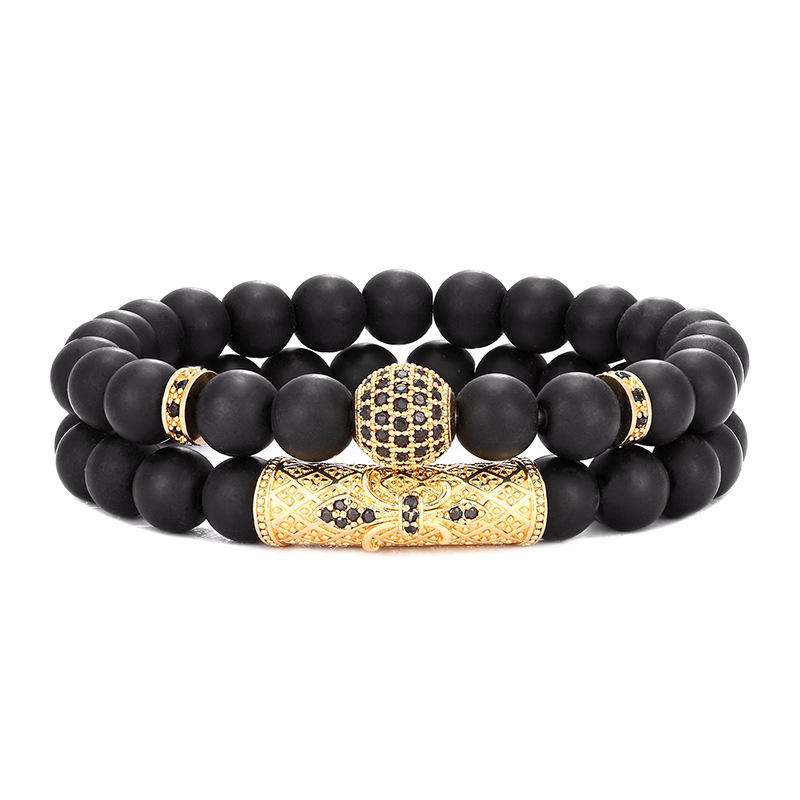 Classic Design Handmade Beads Strands Bracelets Micro Pave Copper Ball Long Pipe Charm Bracelet for Lovers Gift-image-755990864