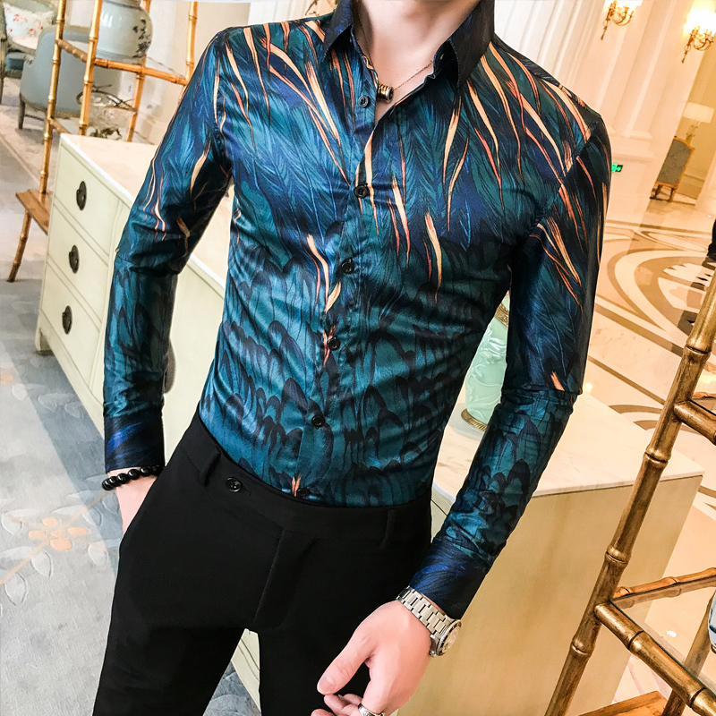 

2021 New Autumn Sheet Long Button Finest Designer's Men of Mode Back Print Chemise Homme Shirt 8nwe, As shown in the figure