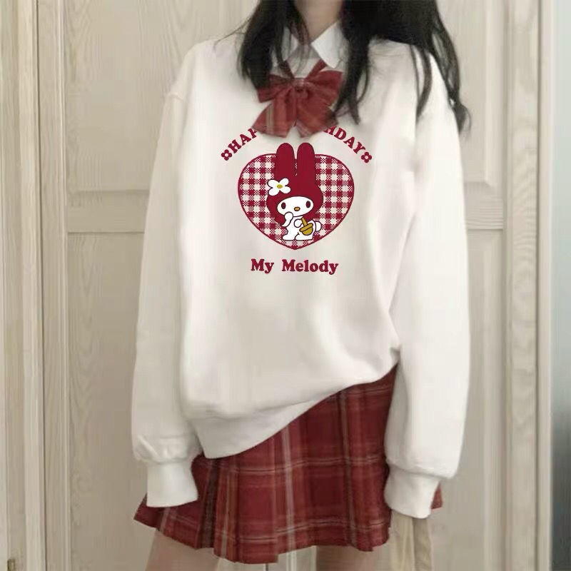 

2021 New Deeptown Anime Hoodie Kawaii Print Women Long Sleeve Plus Veet Cute Fashion Pullover Casual Crewneck Sweatshirt 3yyf, White