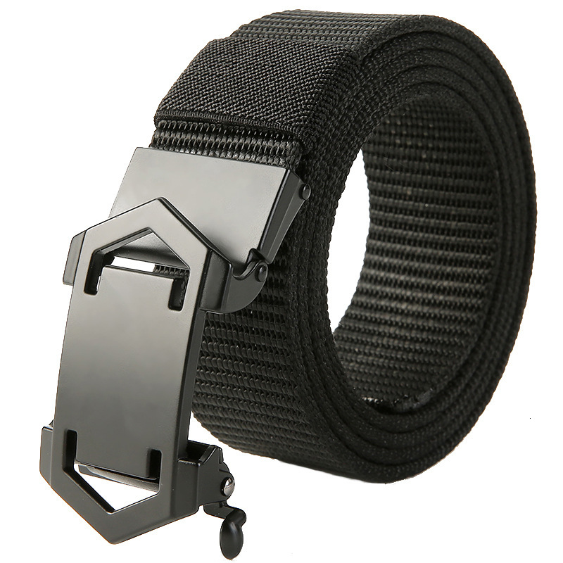 

2021 New Mens Design Automatic Black Buckle Canvas Quality Fashion Nylon Belt for Men Army Tactical Belts Male Strap 9tl2