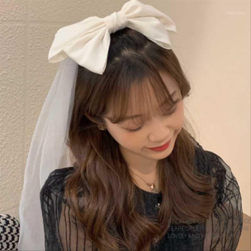 

Hair Clips & Barrettes AOMU Korean White Bow Veil Hairpin Bridal Accessories Pograph Props For Women Wedding Head Jewelry Gifts, Golden;silver