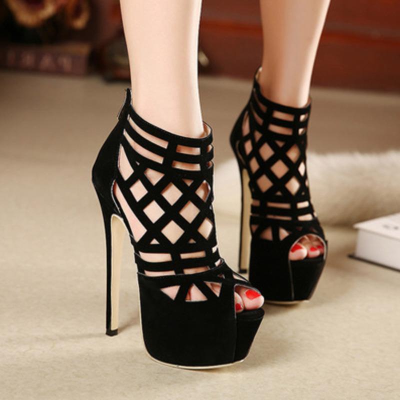 

Sandals Ladies High Heels Platform Wedding Shoes Stiletto Open Toe Formal Summer, Black