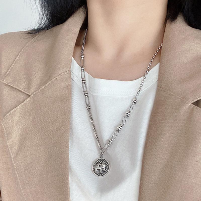 

Chains Retro Elephant Individuality Wild Long Asymmetric Sweater Chain Korean Trend Necklace