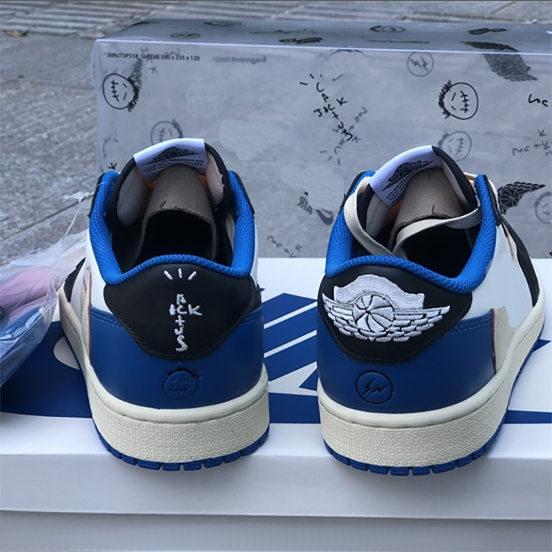 Top quality jumpman 1 Low Travis Scotts x basketball shoes 1s fragment Design classic Luxury designer Military Blue running shoe sneakers with OG box