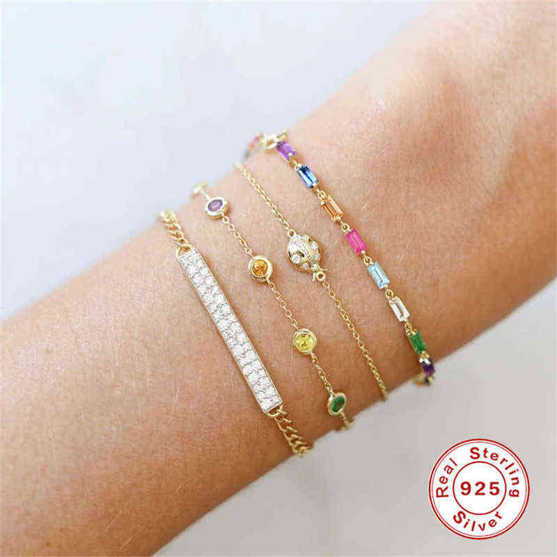 

Romad 925 Sterling Silver Paper Clip Gold Bracelets Simple Three Butterfly Zircon Bracelet for Women Pulseras Mujer Fine Jewelry