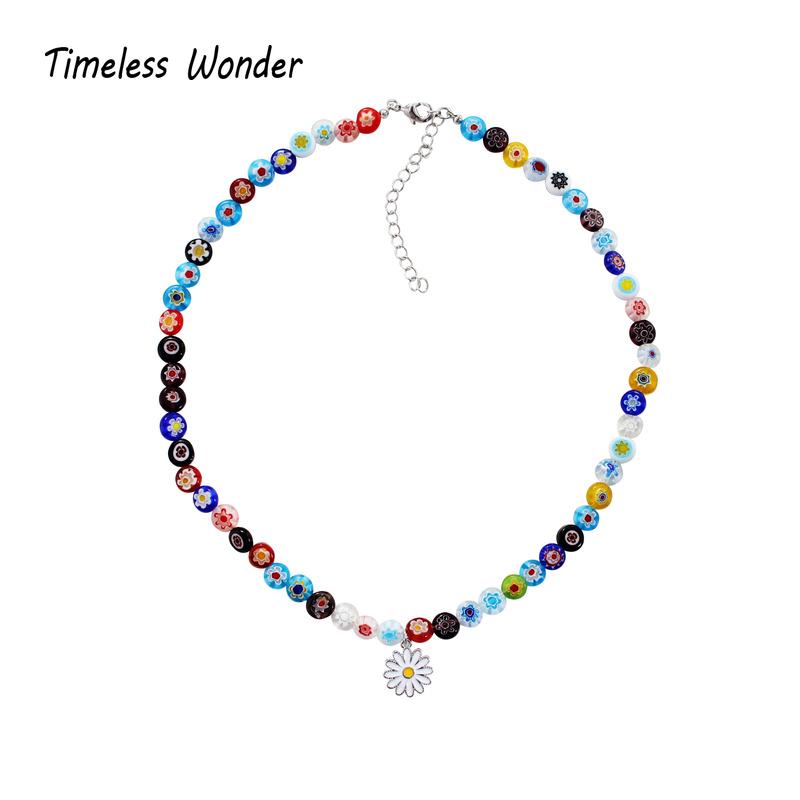 

Chokers Timeless Wonder Fancy Enamel Daisy Charm Glass Beads Necklace Korean Women Sweet Ins Trendy Top Designer Goth Emo Egirl Mix 5415