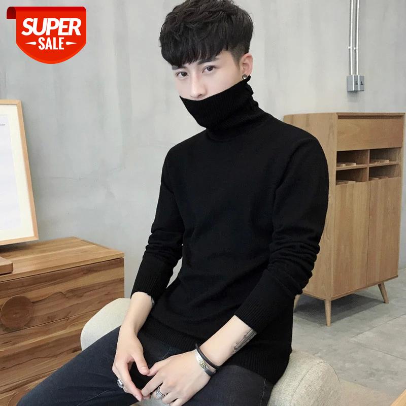 

Autumn Winter Slim Fit Mens Sweaters Solid Color Casual Knitted Turtleneck men sweater Plus Size S-3XL Pullovers sueter hombre #OU2V, White;black