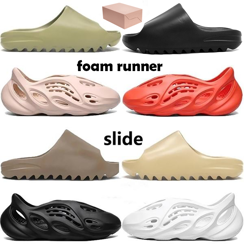 

Top Kanye foam runner slipper sandal shoes resin triple bone black white desert sand Earth Brown mens women Rubber slides sandals with box, 9 bubble wrap