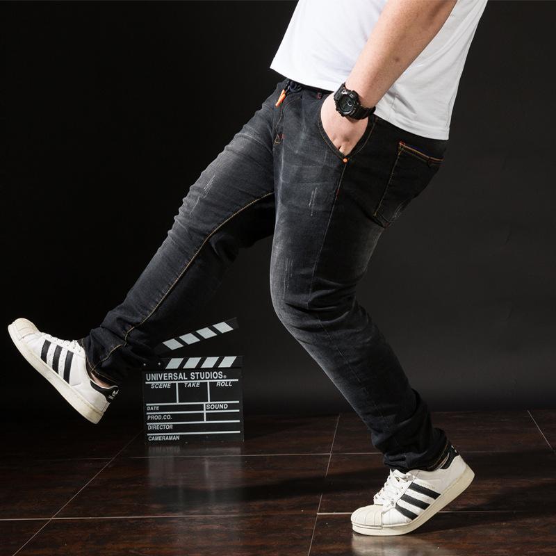 

Men's Jeans Large Size Plus Fashionable Fat Man Spring And Autumn Loose High Waist Elastic Long, Black