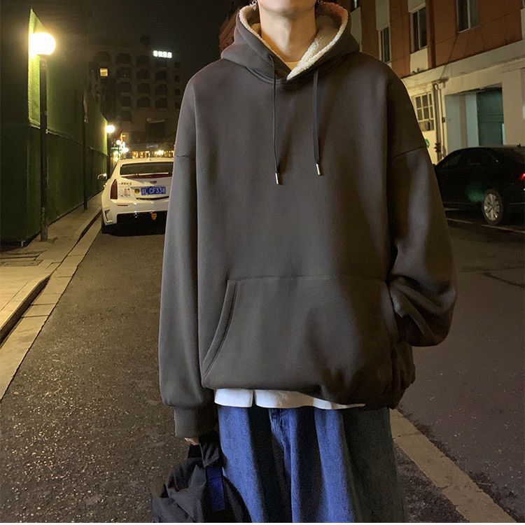 

2021 New Casual Thicken Men's Clothes Autumn Male Hoodies Hip Hop Streetwear Solid Fleeing Man in Hood 1zy7, Blue.
