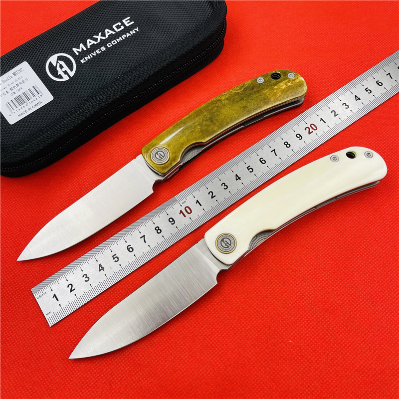 

Maxace BEETLE Folding knife S90V blade Titanium/ cow bone handle Camp hunting outdoor fishing Survival knives EDC tools