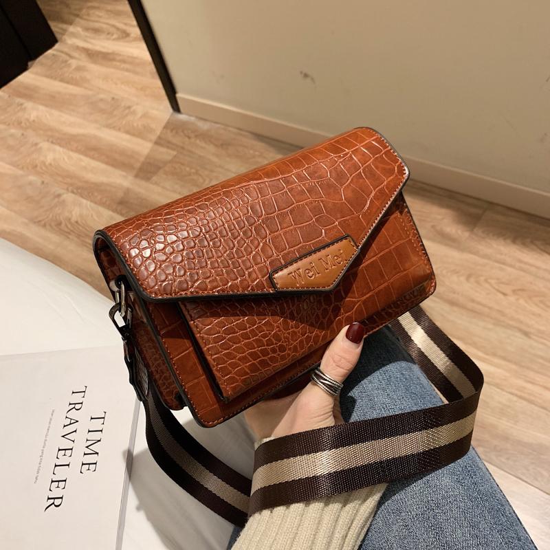

Vintage Mini Handbags Tote Bags For Women 2021 New Designer Quality Crocodile Pattern PU Leather Shoulder Bag Clutch Purse Black