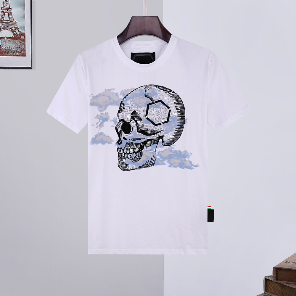 

LYP Luxurys Designers T Shirts Mens Skull off Men T Shirt Rhinestone Short Women Men philipp pp t shirt white Bear wallet note 03, White;black