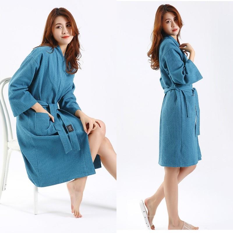 

Hotel Couple Ladies Nightgown 100% Cotton Waffle Bathrobe Cotton Yukata Thin Section Japanese Kimono Pijamas Beauty Shop Nightie, White