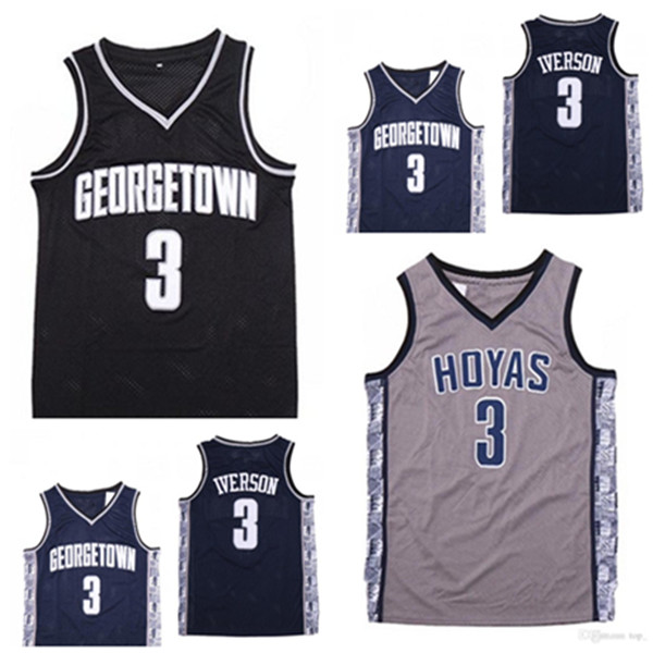 

NCAA Mens Georgetown Hoyas Iverson College Allen Basketball Jerseys 3 AI University Wears Size S-2XL Quick delivery, Colour 1