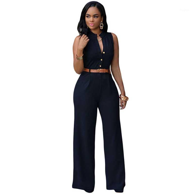 

Women's Jumpsuits & Rompers 8 Colors Womens Jumpsuit 2021 Summer Overalls Sleeveless Colombian Sashes Wide Leg Vetement Femme Plus Size, Black;white