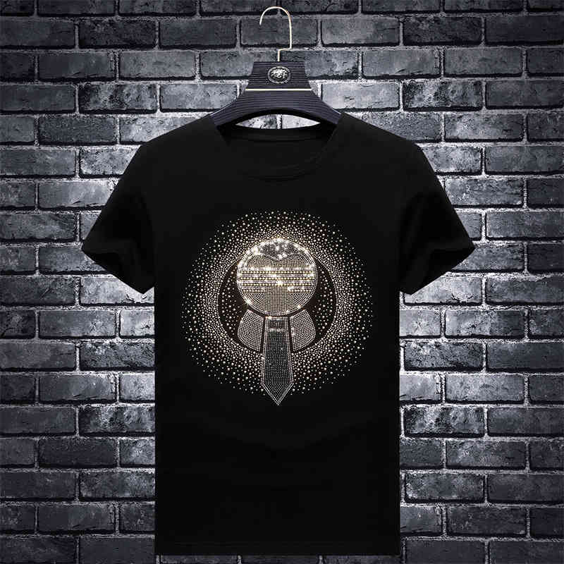 

fashion t shirt european men's 2021 drill brand casual short sleeve daily youth large base shirt, White;black