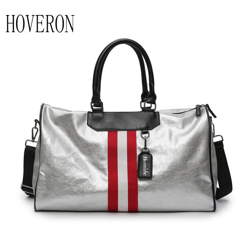 

Duffel Bags Silver Sports Bag Lady Luggage In Travel Woman Handbag With Tag Gym Leather Women Yoga Fitness Sac De Sport, Silver1