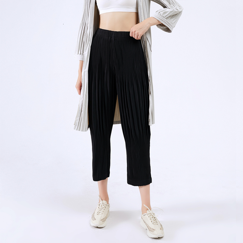 

2021 Pleated Autumn Winter New Linen Cotton Thick Casual Harem Loose Large Size Wide Leg Pants Trousers Women Sj7s, Black