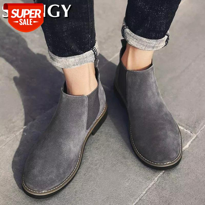 

Men Ankle Boots Sleeve Outdoor Autumn Round Toe Mens Casual Shoe Men Slip On Solid Color Rome Style Office New Fashion Boots #3K3O