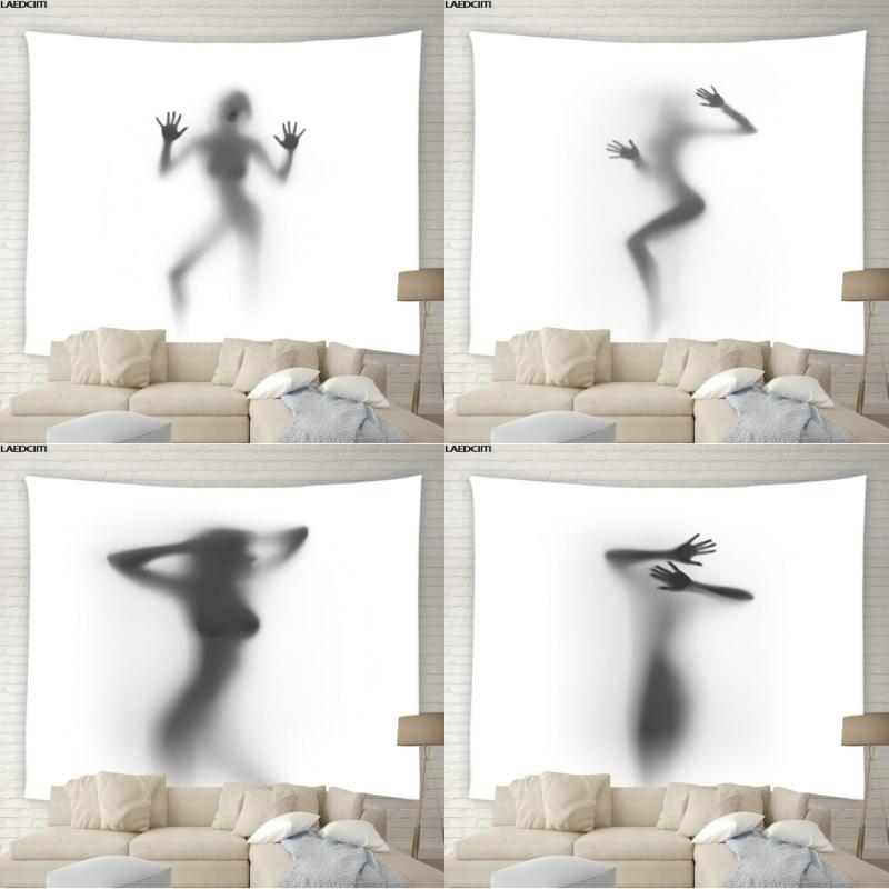 

Tapestries Halloween Hippie Wall Hanging Big Tapestry Horror Sexy Woman Shadow Aesthetic Background Cloth Bedroom Home Decor