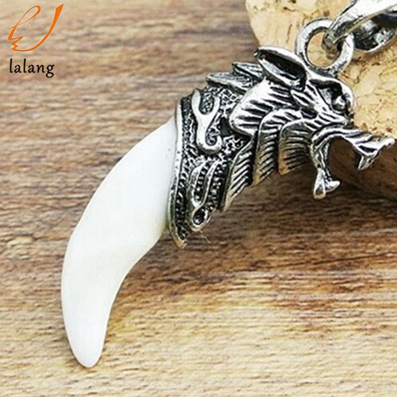 

Pendant Necklaces Men Antique Wolf Fang Tooth Necklace Vintage Dragon Alloy Fashion Choker Jewelry Gift