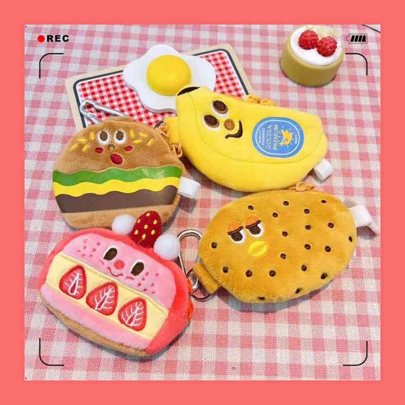 

cartoon wallet cute wireless headset mini pocket cloth art Korean coin bag, Strawberry cake