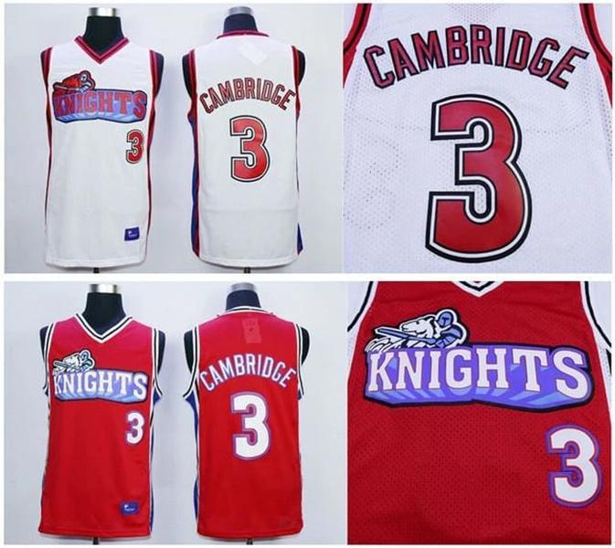 

Cambridge Jersey #3 Like Mike Knights Movie Basketball Jerseys White Red Stiched Name Number Jersey, Black;red