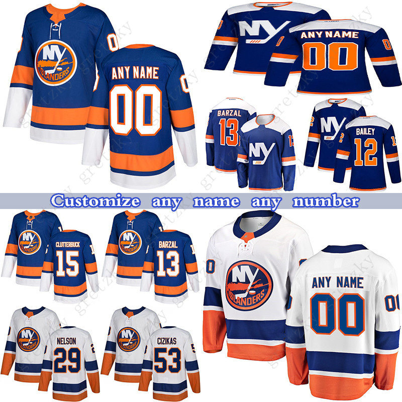 

Custom Islander hockey jersey 13 Mathew Barzal 27 Anders Lee 53 Casey Cizikas 6 Ryan Pulock any number and name, Black;red