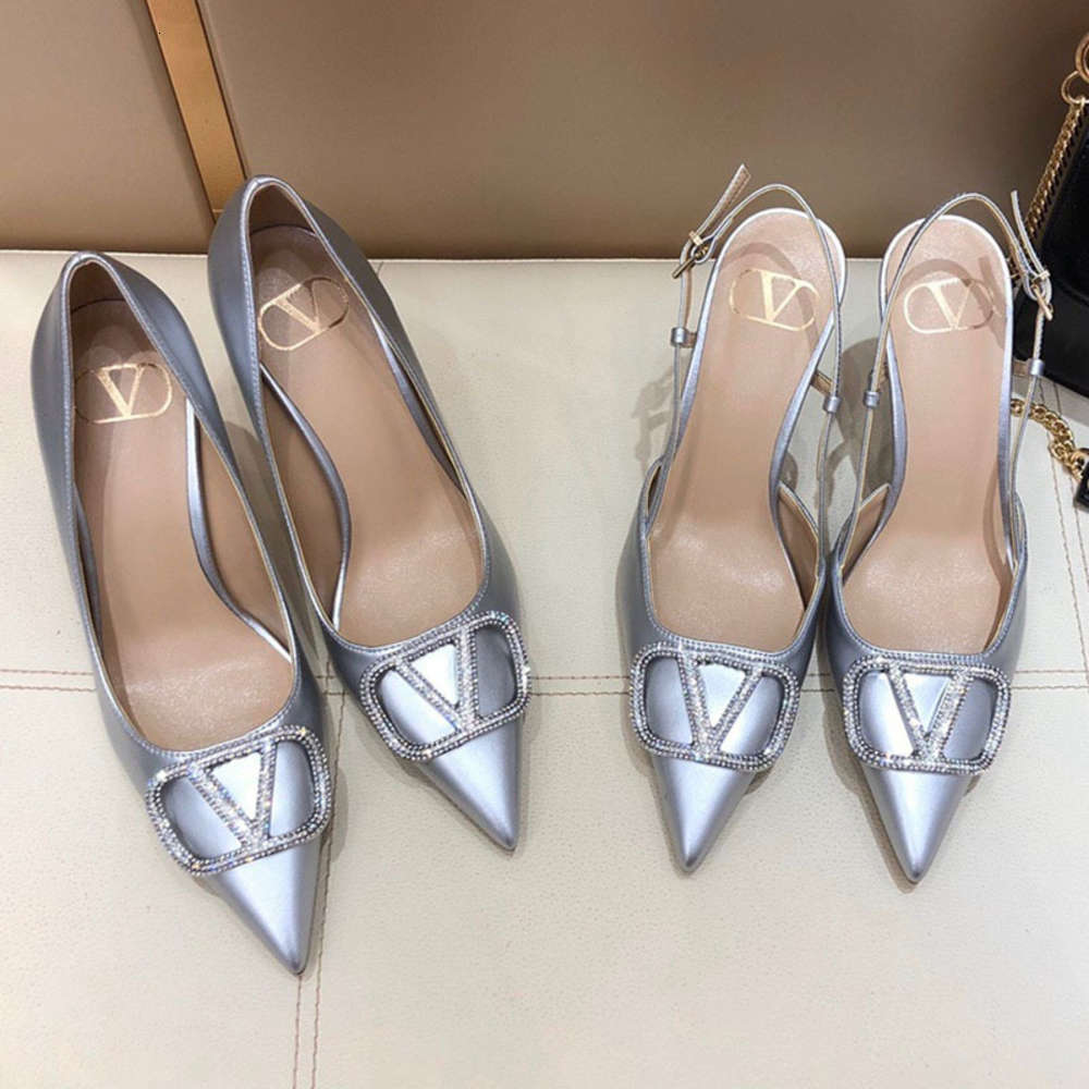 

2021 original design metal buckle high heel stiletto sandals pointed toe stiletto heel women's leather fashion dress shoes, Taro purple 10cm