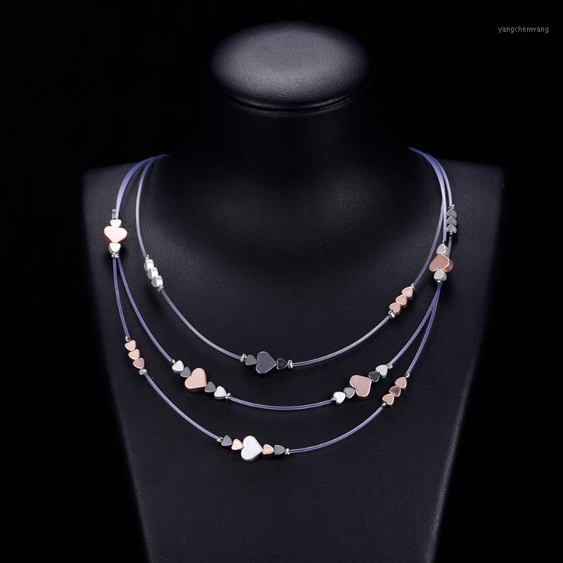 

Chains Invisible Line Choker Necklaces Multi Layer Star Heart Pendants Necklace For Women 2021 Trendy Fashion Statement Jewelry
