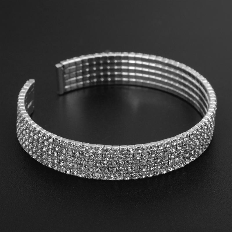 

Bangle Fashion Wedding Jewelry Elastic Opening Multi-row Inlaid Crystal Charm Bracelet Factory Direct Shipment Bracelets For Women
