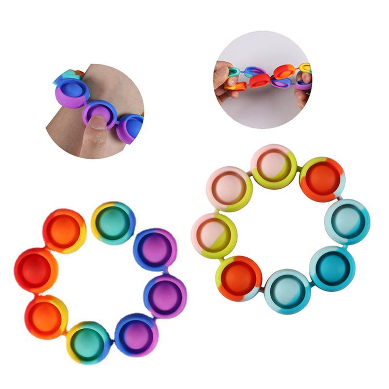 

Silicone Fidget Toy Bracelet Party Favor Pop It Decompression Toys Push Bubble Sensory Novelty Multiplayer Puzzle Game