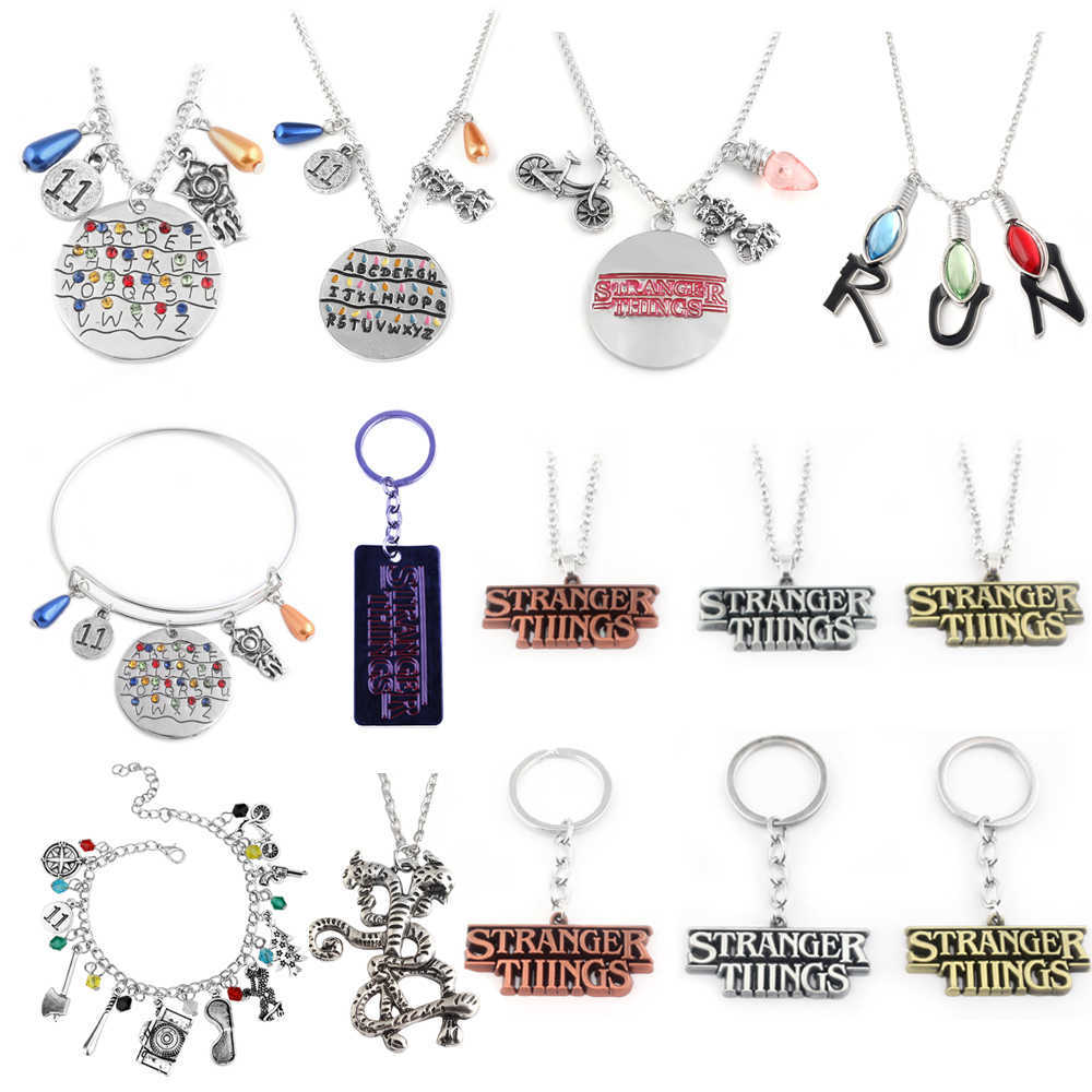 

RJ 20Pcs/Lot Stranger Things Alphabet Light Wall Monster 11 Letter Snake Pendant Lady Girl Necklaces Wholes Movie Jewelry